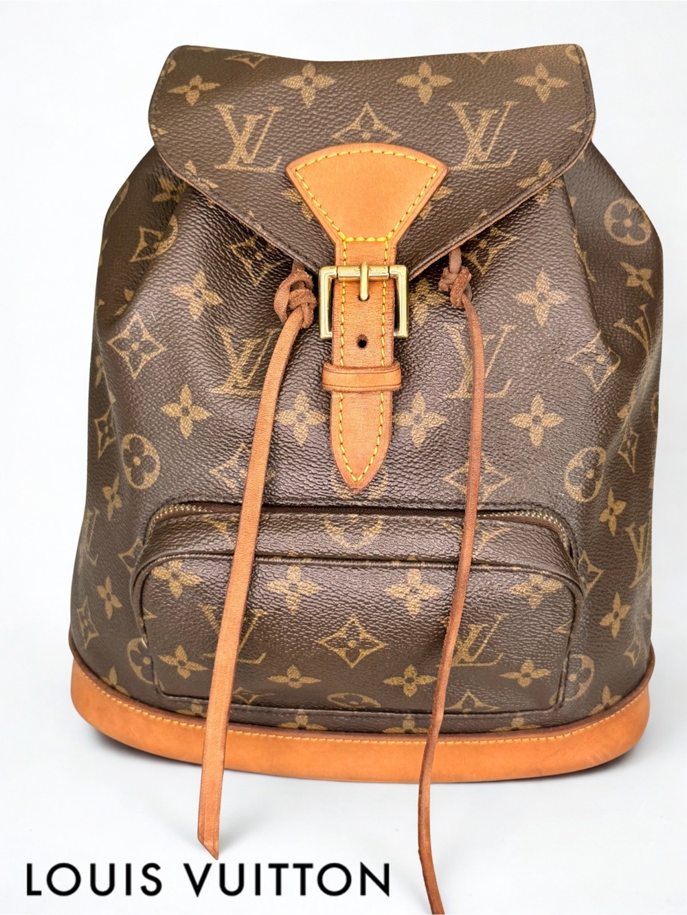 Auth Louis Vuitton Monogram Montsouris MM Backpack Canvas Leather M51135 Vintage